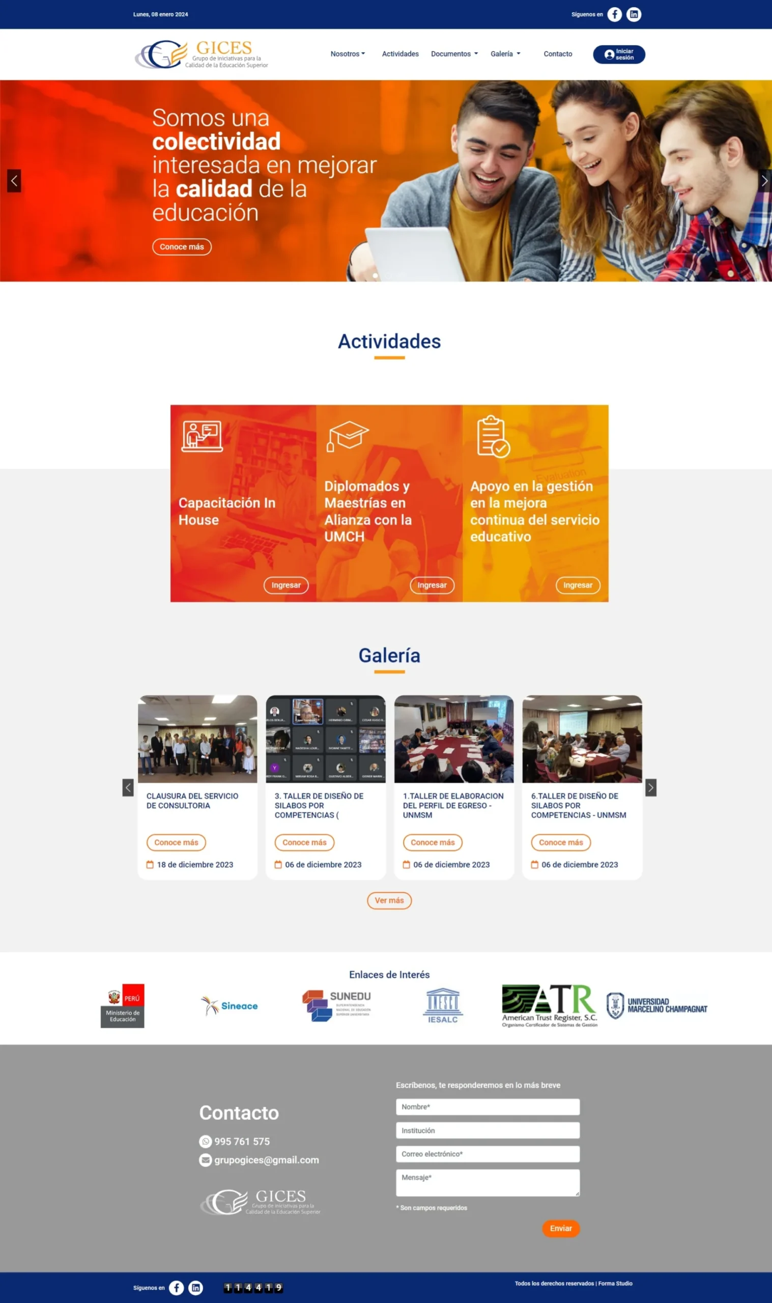 Desarrollo web educativo para GICES Perú Inicio
